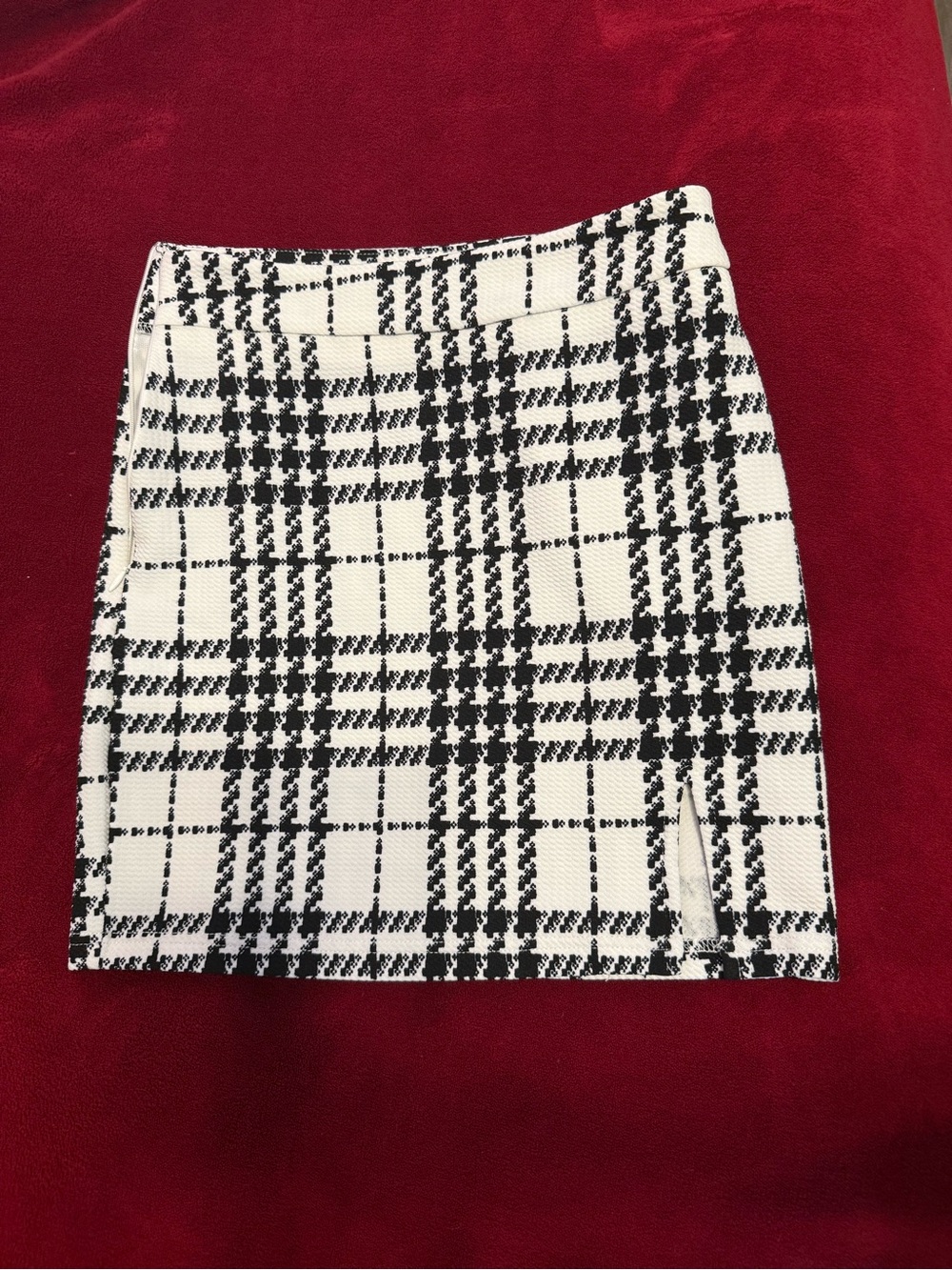 Black & White Plaid High-Waisted Mini Skirt